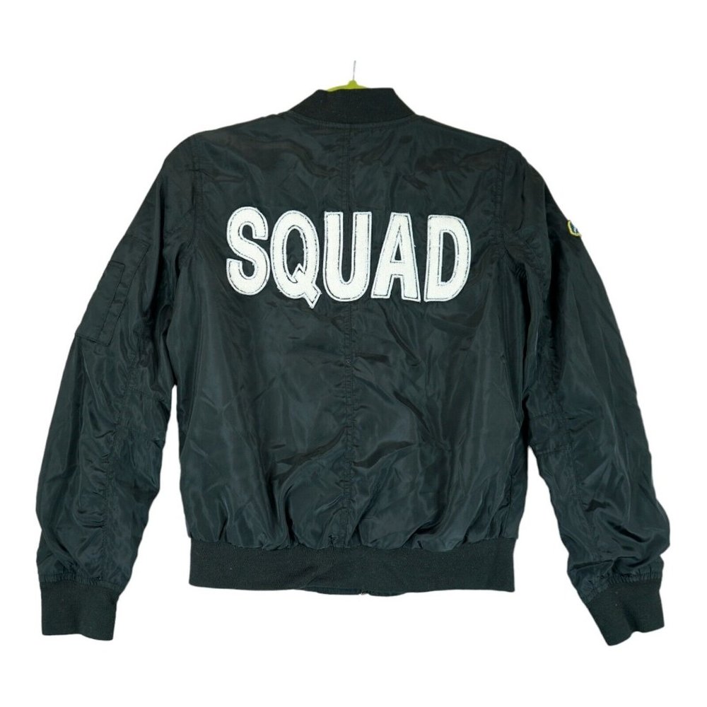 New Look Womens Jacket SZ M Black SQUAD Windbreaker Long Sleeve Outdoor Costume